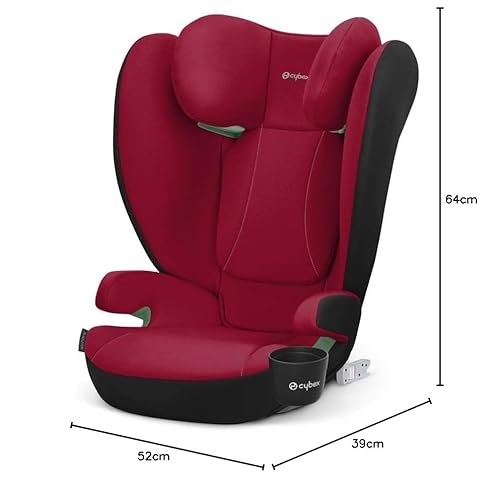 CYBEX Silver Autositz Solution B2 i-Fix, Inkl. Getränkehalter, Für Autos mit und ohne ISOFIX, Ab ca. 15-50 kg, Ab ca. 3 bis 12 Jahre, Dynamic Red (Rot)