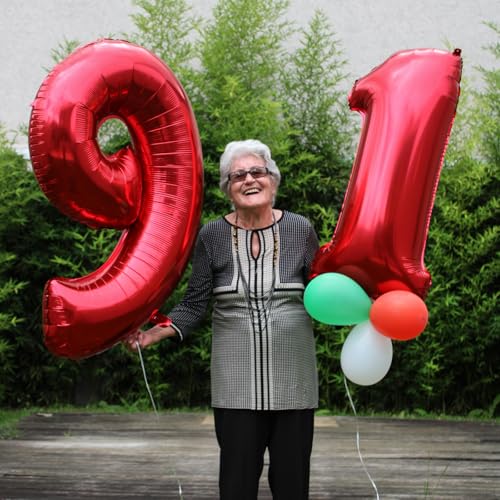 Image of 40 Inch Red 0 Balloon, Large Self Inflating Number Balloons 0-9