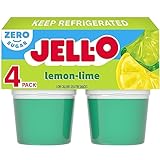 Jell-O Lemon-Lime Artificially Flavored Zero Sugar Ready-to-Eat Gelatin Snack Cups, 4 ct Cups