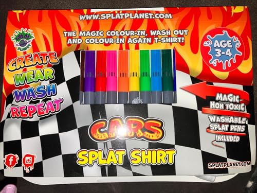 Splat Planet Color in Racing Car T-Shirt with 10 Non-Toxic Washable Magic Pens - Color Your own t-Shirt2