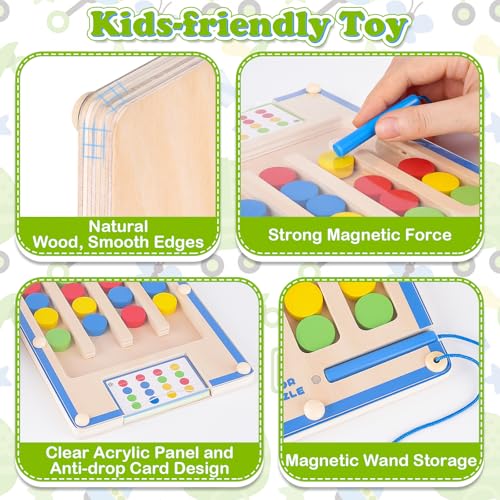 Kids Montessori Magnetic Wooden Toys: 3 4 5 6 7 Year Old Birthday Gift for Boys Girls Age 4-7 Preschool Educational Learning Activities Toy Sensory Autistic Puzzle Maze Game Present for Toddlers - Image 4