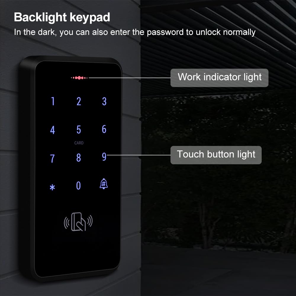 ReaIOKbii Outdoor Waterproof RFID Keyboard Touch Screen Access Control System, IP68, 125 kHz Card Reader, 10 EM4100 Keyrings - Image 4