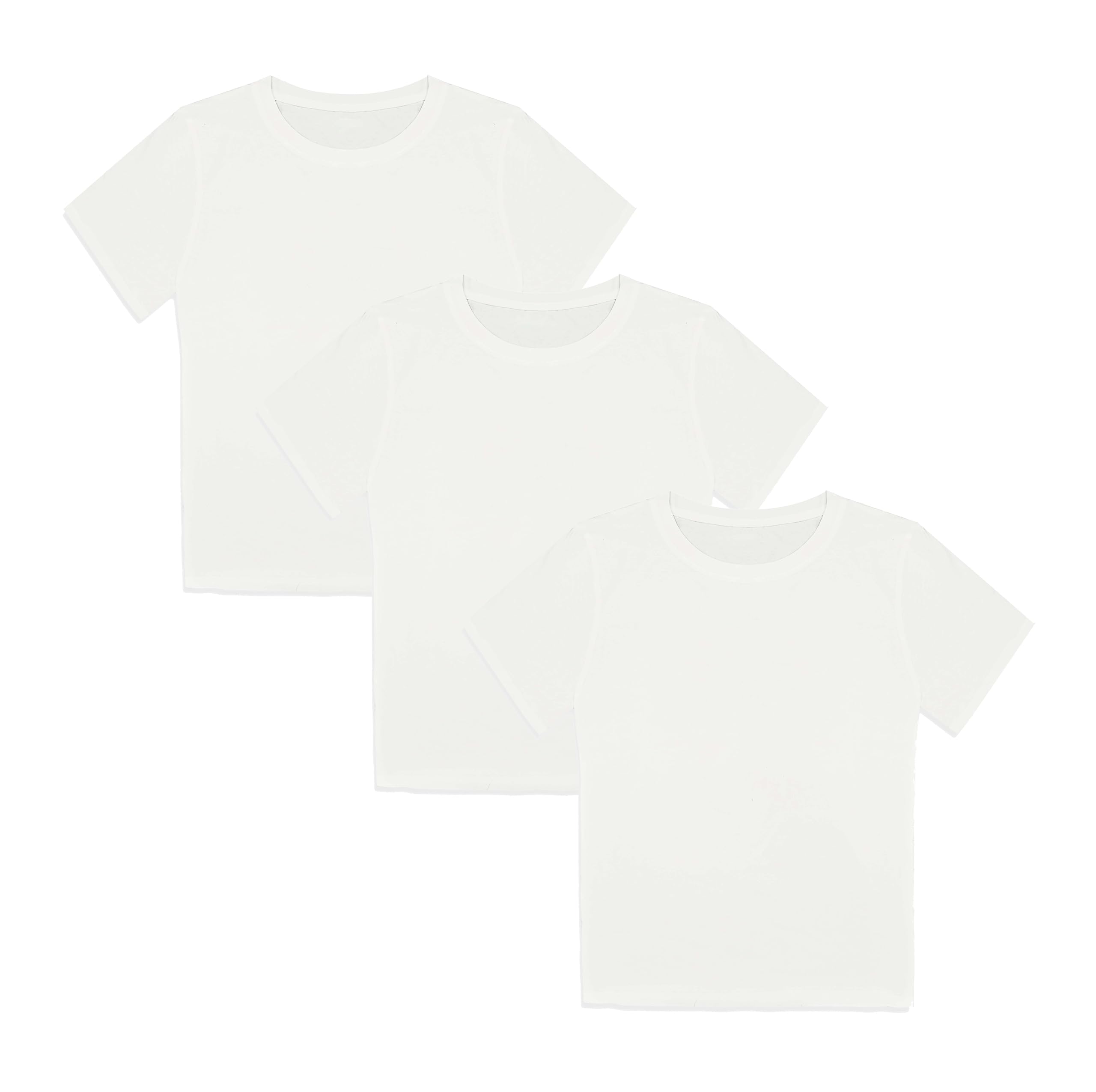 T-Shirt Donna Bianca in Cotone Basic Neutra Maglia Manica Corta