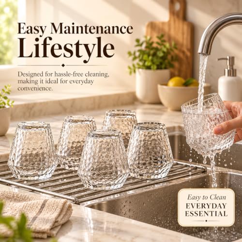 Image of bellemax 300ML Juice and Water Glass Stylish Crystal Highball Drinking Glasses, Medium Size Tumbler Glasses for Juice, Water, Milk, lassi, Cocktails and Sharbat (TR-20, 6 Count (Pack of 1))