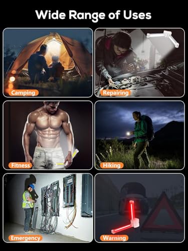 Image of Gym Lamp, Gym Lighting for Posing, Magnetic Photography Light, Gift for Women /Men, 180 Rotate Foldable with Hang Hook Camping Lamp, USB LED Handheld Flashlight-White