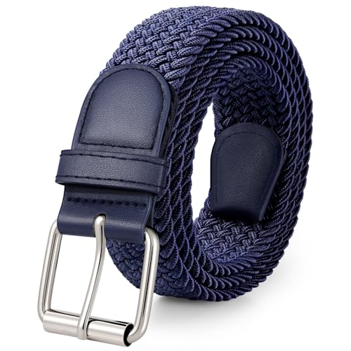 JASGOOD Braided Stretch Belt for Men Golf Casual Fabric Elastic Woven Belt 1 3/8