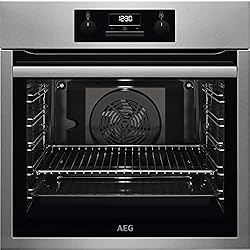 Ventilador Torre Aeg AEG BES331111M Horno Multifunción con Función Limpieza AquaClean, 9 funciones, Cocción Uniforme, Ventilador XXL, Reloj Electrónico + Mandos, Antihuellas, Bandeja XXL, Inox, Clase A, 72 Litros