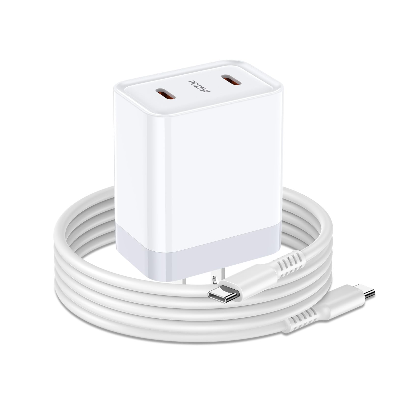 25W Samsung Super Fast Charger Block for Samsung Galaxy S25 Ultra S25 Edge A16 5G A36 A56 A35 A15 A25 Z Flip 6 S24 A32, 2 Port Dual USB C Andriod Charger Phone Wall Plug 6FT Type C to C Charging Cable