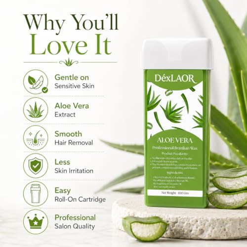 Image of Women Liposoluble Soft Wax Refill Roll-on Cartridge for Full Body Waxing Hair Removal (Aloe Vera)