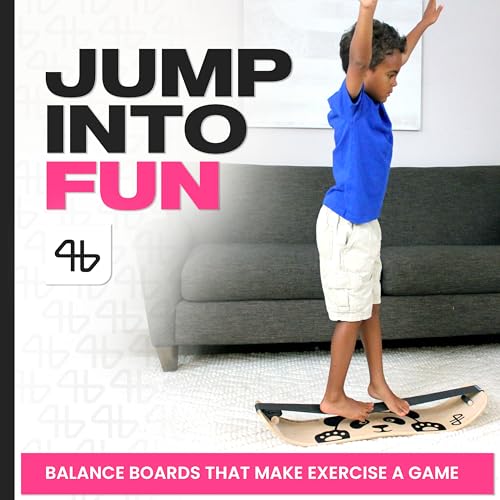 Image of Balance Board for Kids - Slackline Wooden Wobble Board | Balance Trainer for Coordination, Training for Skateboard, Snowboard, Football, Soccer, Baseball, Basketball