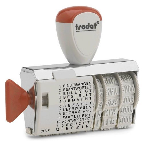 Trodat 1117 Lot de 5 tampons classiques avec date et bande de mots raccourcis, taille d'impression 6 x 56 mm