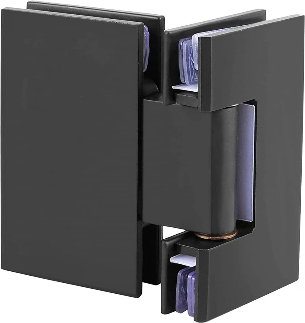 Xiazyusp One Color Glass Door Hinge Wall Mounted Clamp Black 180 Degree Opening