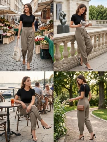 Image of GRECIILOOKS Balloon Fit Ankle Length Women Casual Trousers | Ankle Length Pants for Women Zip & Button | Woman Trousers Balloon Pants