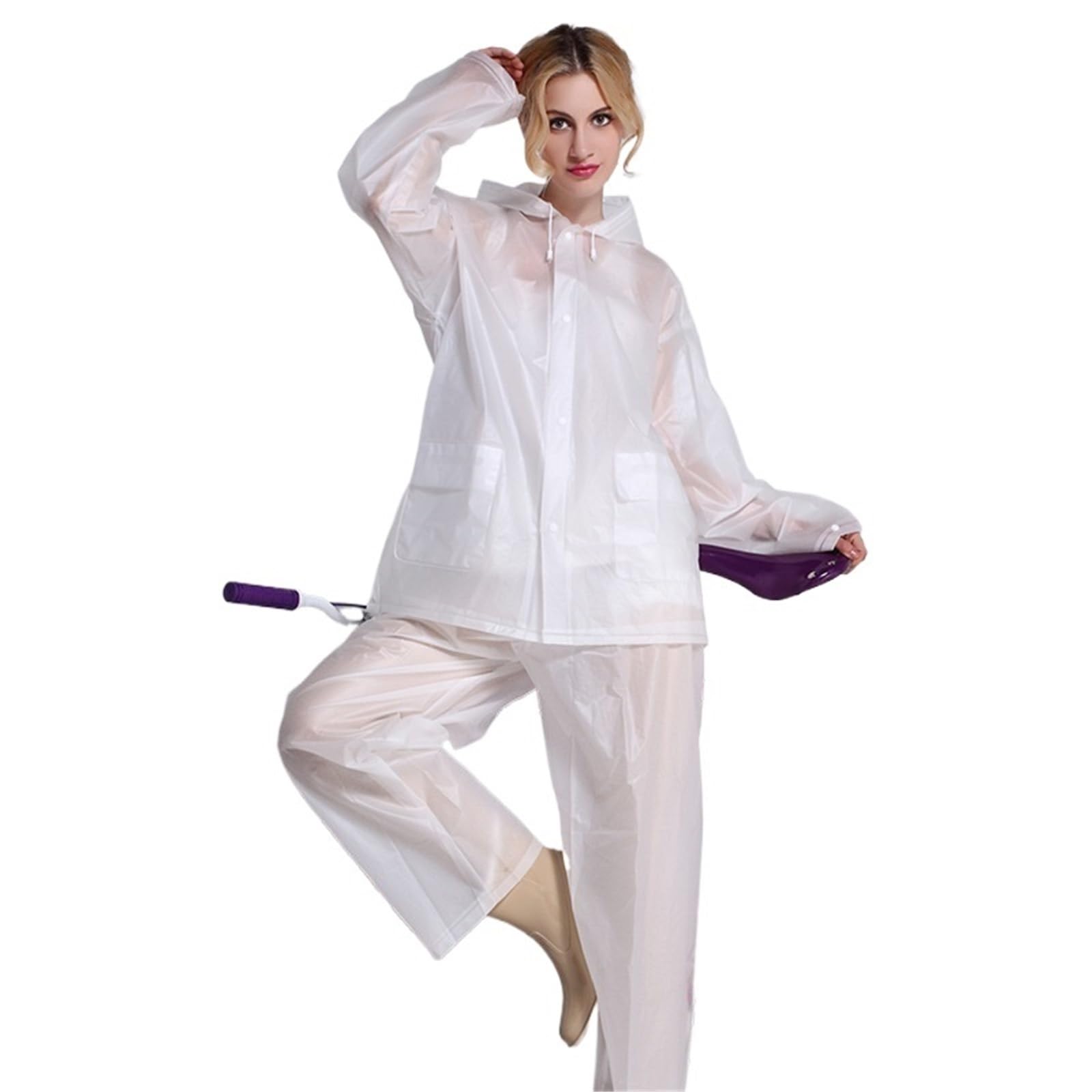 Imperméable transparent for moto et vélo électrique for adultes, pantalon de pluie, ensemble imperméable poncho épais for femmes Pour Camping,Randonnée