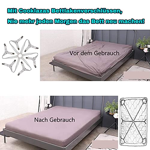 Cooklaza Bettlakenspanner Elastische,Verstellbare Bettlaken Verschlüsse Bettlaken-Verschlüsse für Allround und Vierkantmatratzen (Weiß) - Image 6