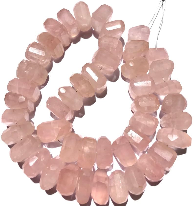 Perles à facettes en quartz rose naturel de 48,3 cm pour fabriquer un cadeau unique