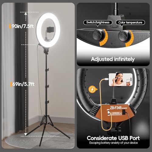 Image of EMART 18-inch Ring Light with Stand, 2800-6500K LED Photography Lighting Kit with Phone Holder, Selfie Light for Vlog Live Streaming Video Makeup Tattoo Barber Studio