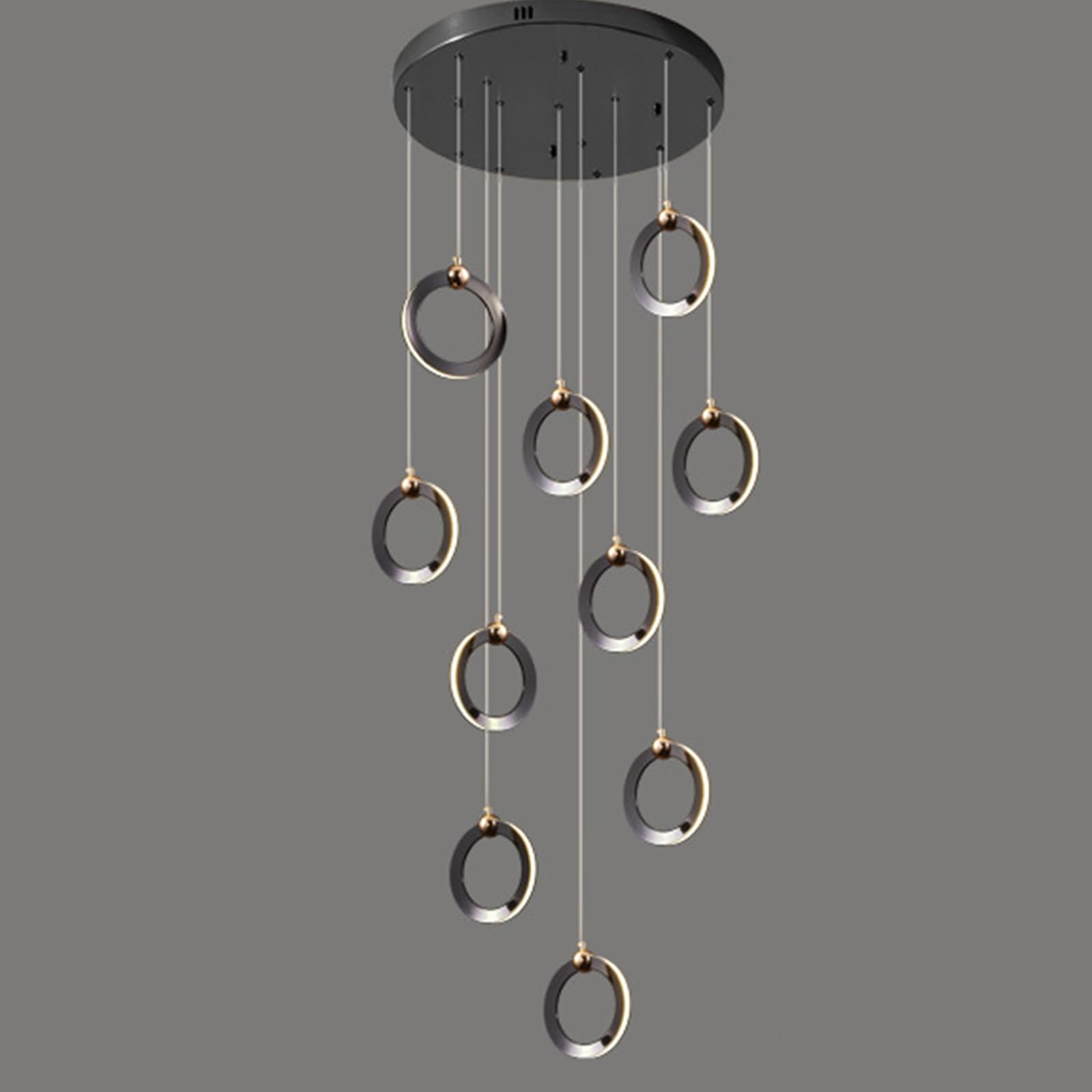 KXEcoLife Circular Staircase Chandelier Warm Light Nordic Postmodern Duplex Art Rotary Creative Villa Long Chandelier,10 Heads 280 * 45cm