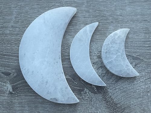 Platos de carga de selenita en forma de luna, pack triple miniatura 1