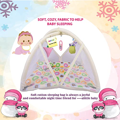 Image of Kwitchy Baby Bedding Set New Born Baby Bed | Mattress | Mosquito Net | Play Gym | Playmats | Cotton | Infants | Gift Combo | Bed with Hanging Toys (0-6 Months) Yellow (2PCS Set)