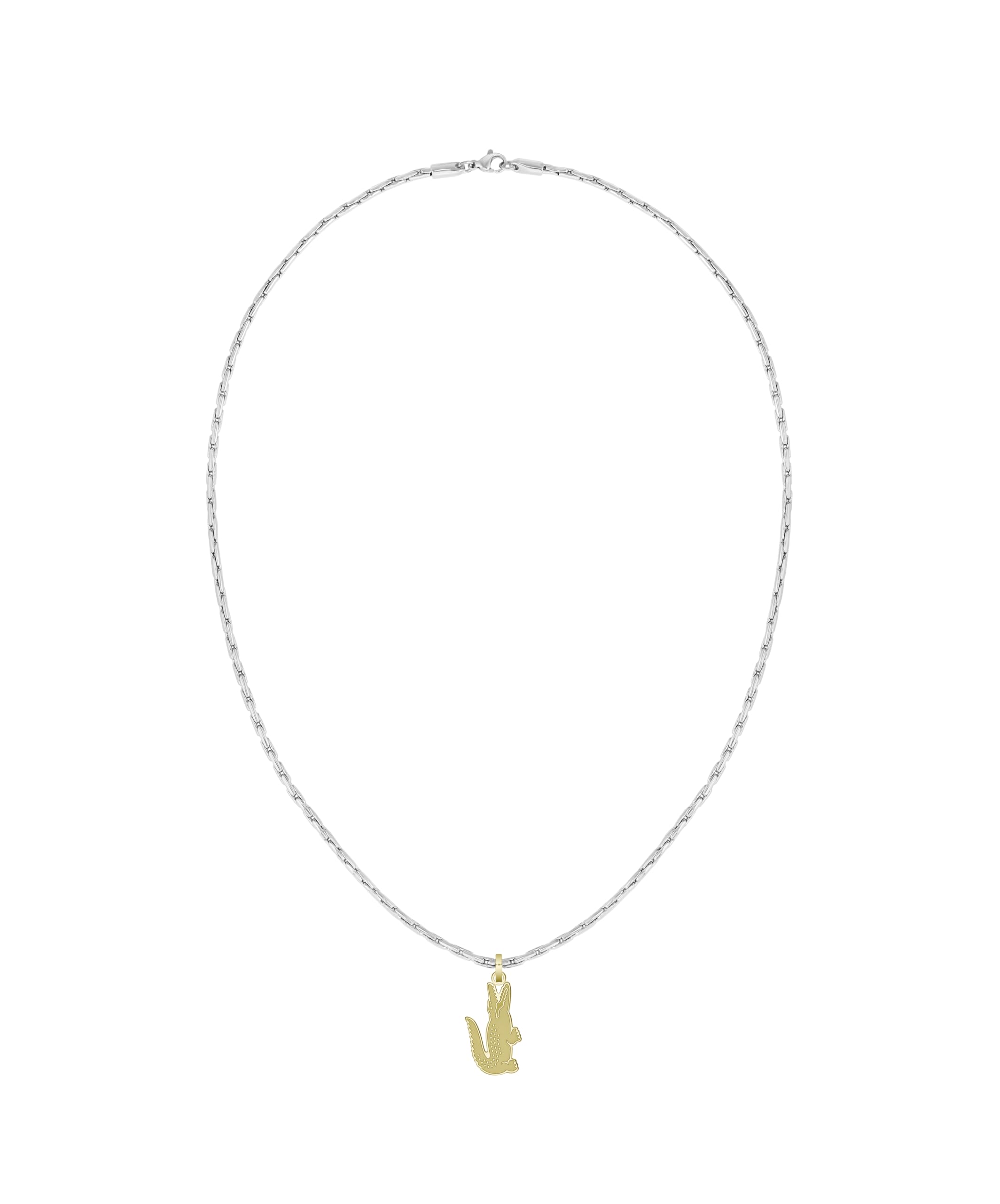 Lacoste Men's ARTHOR Collection Chain Necklace in Two-Tone Stainless Steel with a Crocodile-Shaped Charm - 2040551