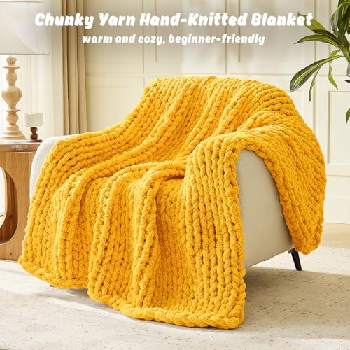 Image of Inhand Honey Gold Chunky Chenille Yarn for Hand Knitting,Thick Bulky Fall Decor Blanket Yarn for Crocheting,Soft Fluffy Yarn for Autumn Crochet Gifts for Women /Beginners,4 Pack (29.5Yds /8.4oz Each)