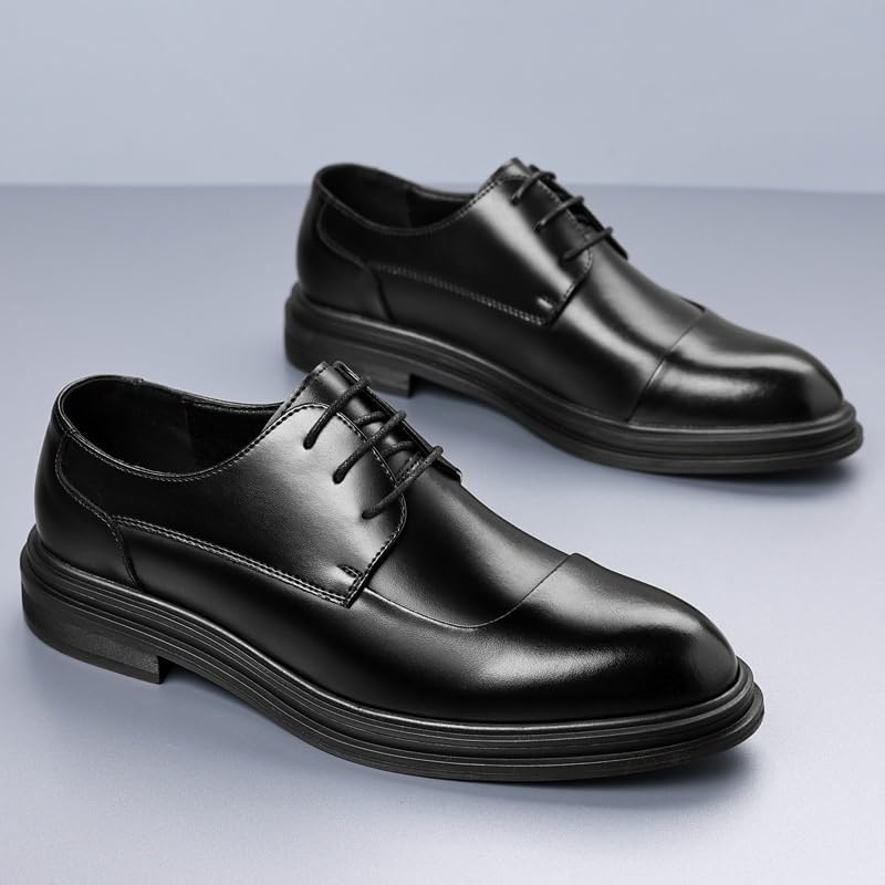 Mens Classic Formal Oxford Lace Up Wedding Pointed Toe Dress Shoes Black for Dating Prom Business Work4