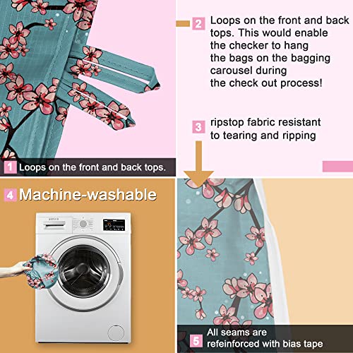 Beegreen 6 Pack Floral Foldable Washable Grocery Reusable Bags Xlarge Reusable Grocery Bags Reusable Shopping Tote Bags Shopping Gift Bags For Groceries Polyester Fabric #TOP4