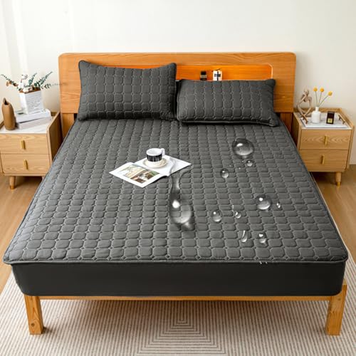 Wasserdichter Matratzenschoner, 150 x 200 cm, Mikrofaser-Auflage, atmungsaktiv und waschbar, passend für Matratzen bis zu 30 cm Tiefe, ultimativer Schutz und Komfort