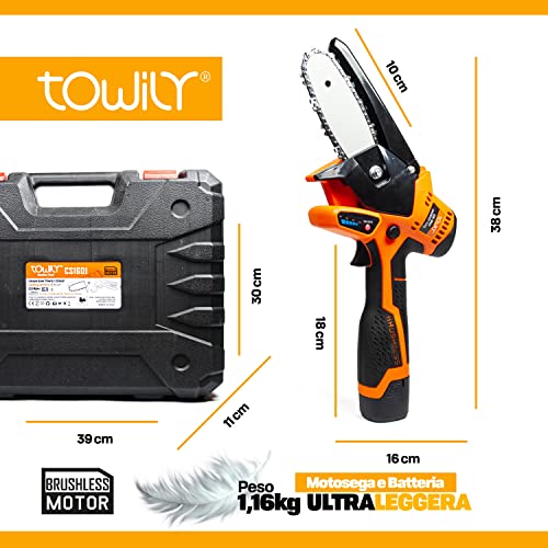 Towily Mini-Akku-Motorsäge für Beschneiden Evolution 2022 mit innovativem Brushless-Motor, elektrische Kettensäge für… – Bild 3