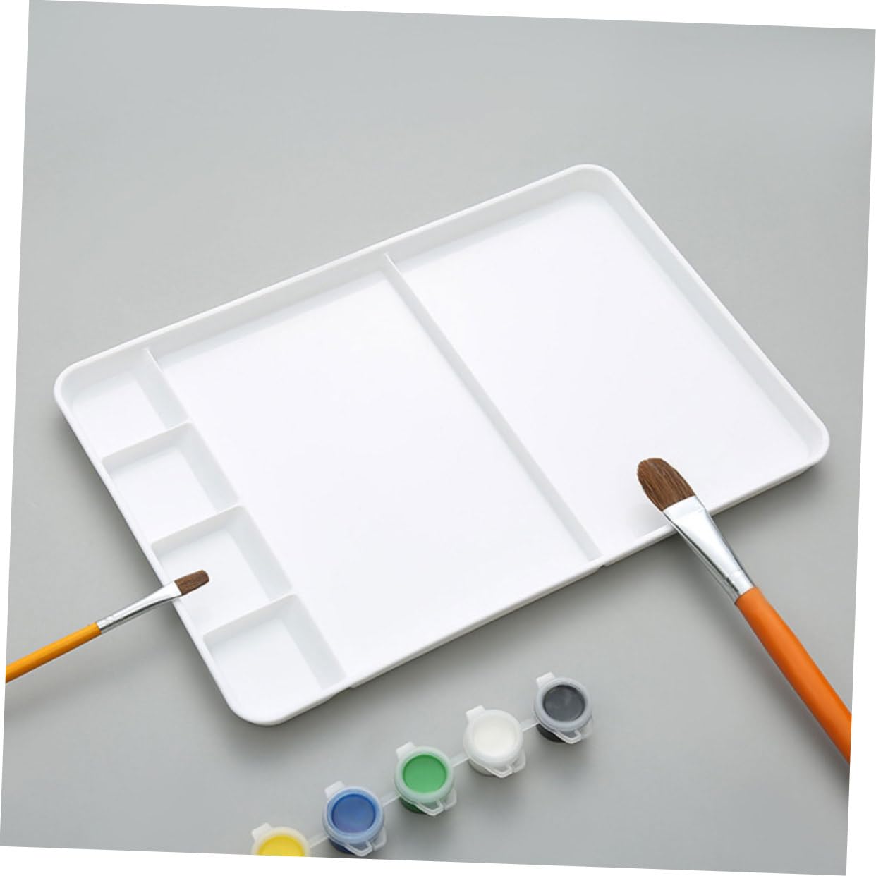 Palette de Peinture Carrée à Compartiments Multiples en PP Blanc