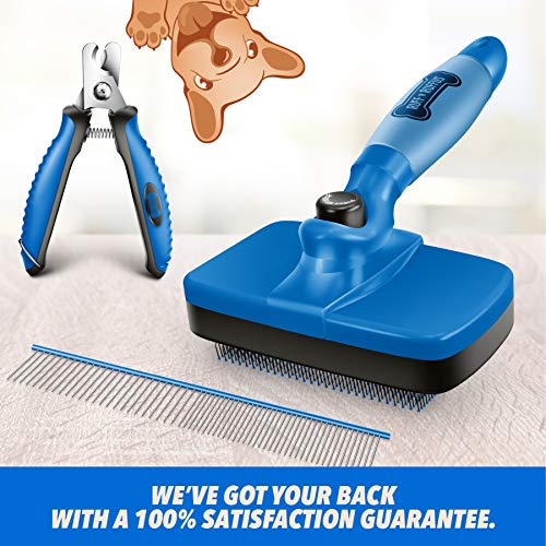 Ruff 'N Ruffus Self-Cleaning Slicker Brush With PAIN-FREE Bristles | Gently Removes Loose Undercoat, & Tangled Hair… - Image 4