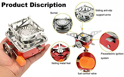 Image of Camping Gas Stove 2800W Portable Outdoor Stove | Ultra-Light Folding Picnic Cooking Gas Burner with Storage Bag | Stainless Steel Emergency & Trekking Stove