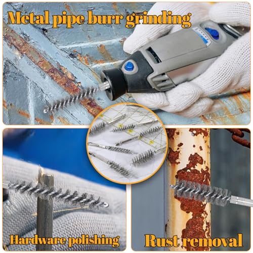 Image of 24 Pcs Bore Brush for Drill, Stainless Steel Bore Brush Set Wire Cleaning Brush for Power Drill Impact Driver Wire Bore Cleaning Tubes Brush Set (8 /10 /12 /15 /17 /19MM)