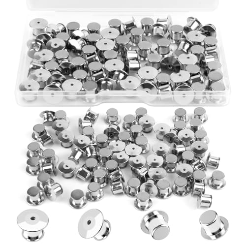 70 PCS Locking Pin Backs, Metal Pin Locks Locking Pin Keeper Clasp for Enamel Pins, Secure Pin Backings for Badge, Collectibles, Clothes Brooch Lapel (Silver)