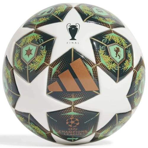 adidas Unisex-Adult UCL Mini Soccer Ball,White/Shadow Green/Solar Slime,1