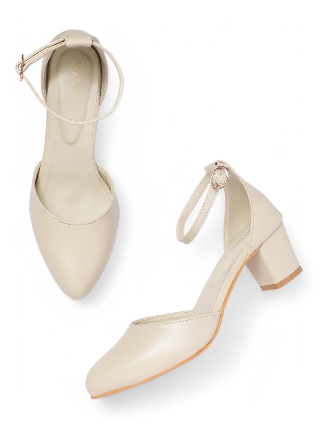 Women’s Pointed Toe Block Heel Fashion Sandals with Buckled Ankle Strap