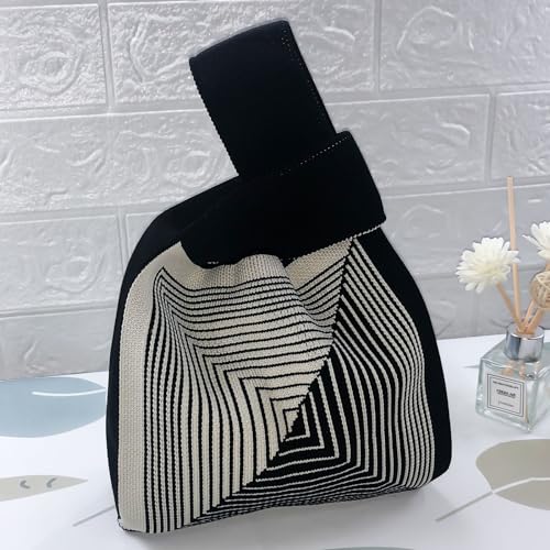 Women's Knit Wrist Bag, Fashionable and Minimalist Small Handbag, Portable Canvas Bag, Suitable for Shopping, Work4