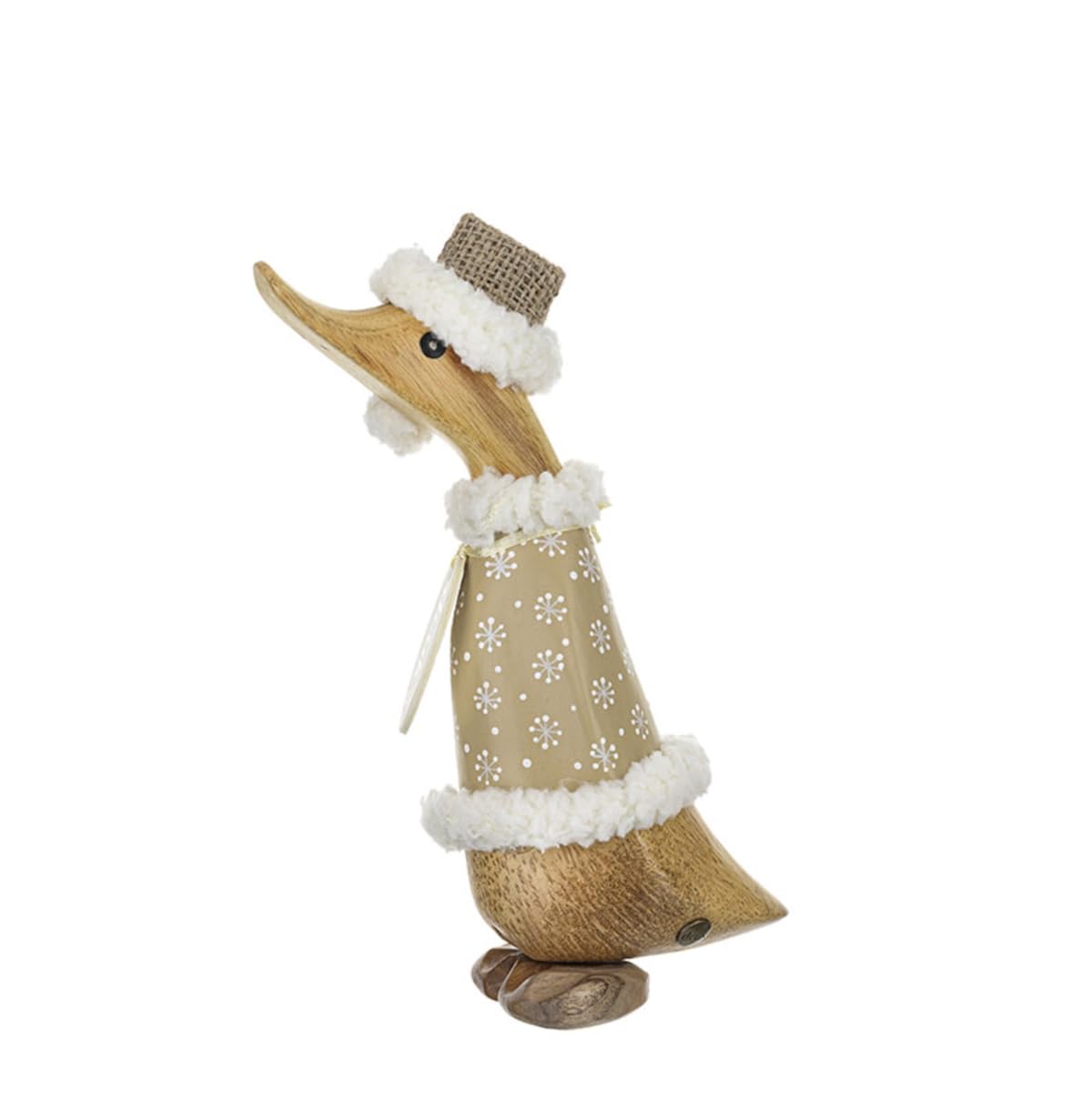 Dcuk Gold Gilded Caramel Christmas Wooden Ducklings - Snowflake Jumper Design