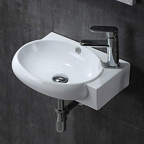 UrChoiceLtd おしゃれ 洗面ボール 小型 洗面ボウル 壁掛け 洗面鉢 手洗器 手洗台 壁付け型 トイレ 洗面台 陶器 シンプル