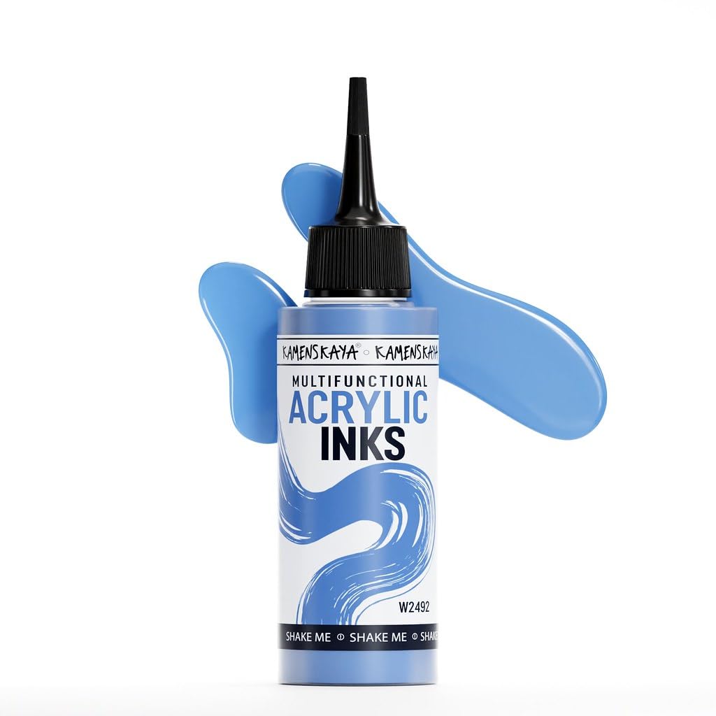 KAMENSKAYA Acrylic Inks for Artists - 'Smoky Blue' Acrylic Ink, 3.38 Fl Oz (100 ml)