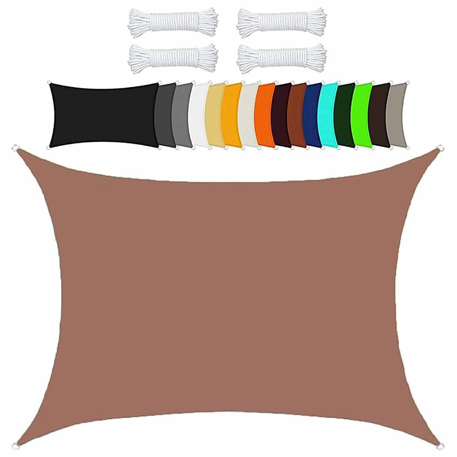 Ffsaacol Sail Shades Rectangle Waterproof, Sun Shade Sail Canopy Backyard, Sun Sail Shade for Patio Water Permeable & UV Block, Heavy Duty, Easy Install 11, 13x13ft/4x4m