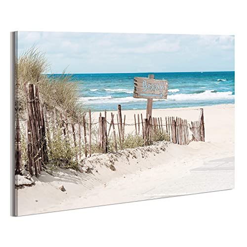 Beach Picture Canvas Wall Art: Coastal Scene Ocean Print Picture Sea Seaside Artwork Seashore Wave Painting for Bathroom Bedroom Home Decor 24 x 16 Inch