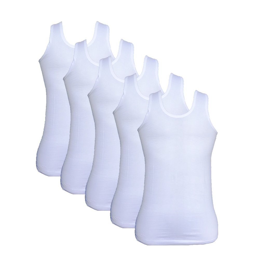 VIP Supreme Men's Sleeveless Cotton Fitted Vest (Pack Of 5) (X-Large) White