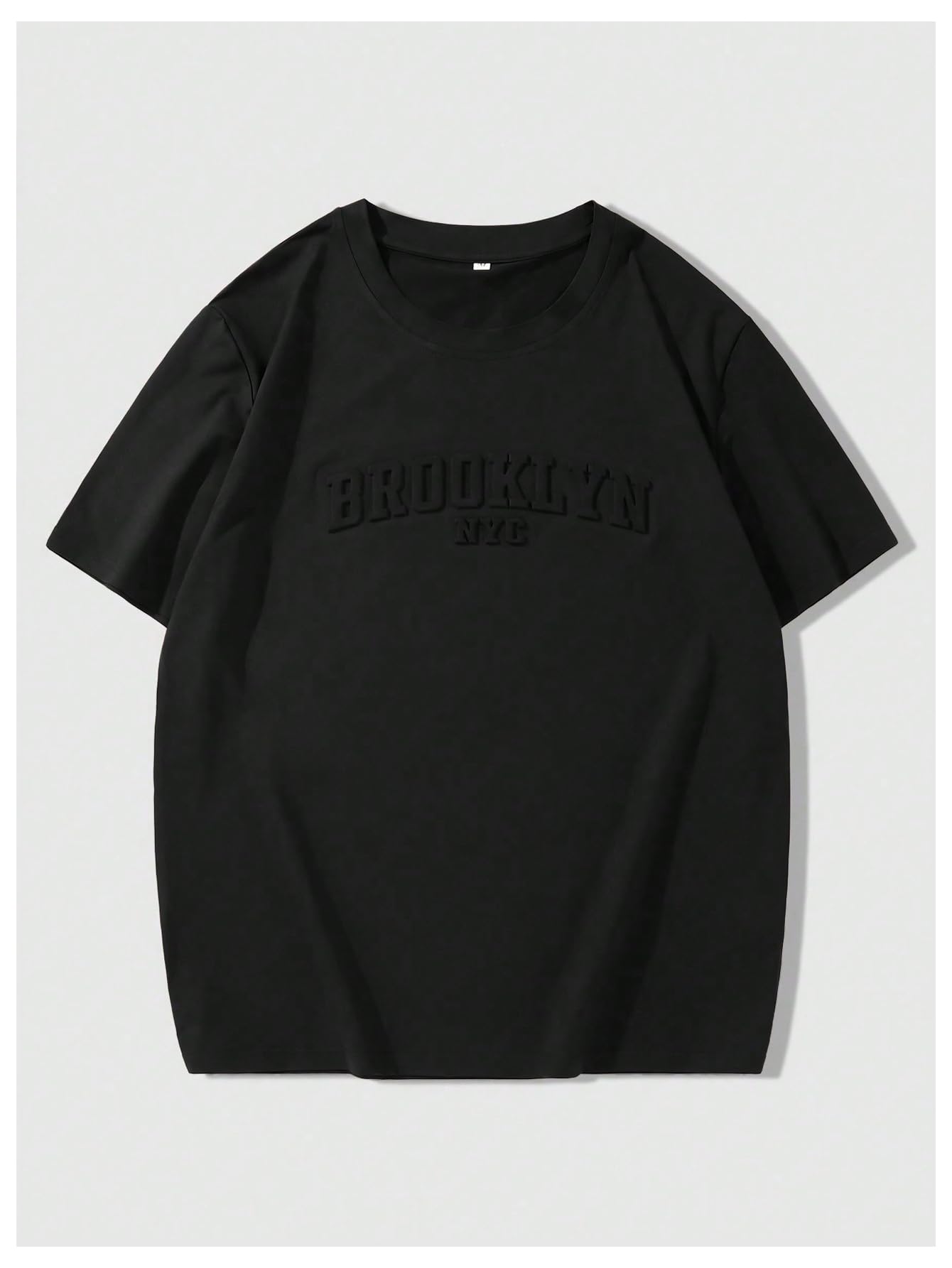 GORGLITTER Men's Oversized T Shirt Letter Graphic Short Sleeve Drop Shoulder Crewneck Tee Tops