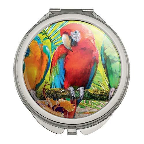 Colorful Tropical Rainforest Parrots Compact Travel Purse Handbag Makeup Mirror