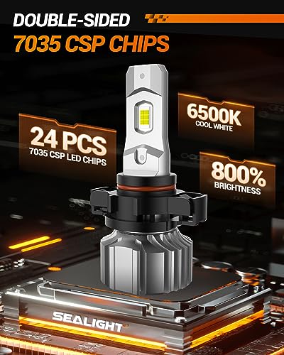 Image of SEALIGHT 5202 LED Fog Light Bulbs or DRL, 18000LM 800% Brightness 5202 5201 PS19W PS24W Fog Lights LED Bulb for Car, 6500K Cool White 984 FT Strong Penetration, 60000 Hours Lifespan, Pack of 2