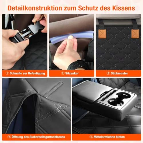 BMaoBBo hundedecke Auto rückbank, rutschfeste wasserdichte Autoschondecke Hund Rücksitz, Hundeschutz Auto Rückbank 136x45cm – Kratzfest, mit ISOFIX, Kompatibel mit Meisten Autos, SUVs und LKWs