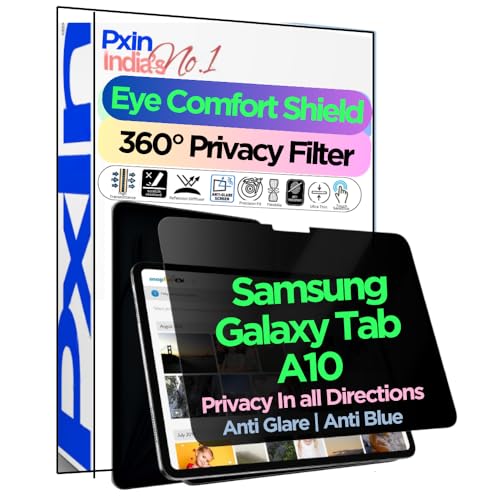 Image of PxIn Tablet Privacy Screen Guard compatible with Samsung Galaxy Tab A10 | No.1 | Anti Glare | Anti Blue Light | Anti UV | 4 Way Privacy Filter | 360 Privacy | Eye Protect