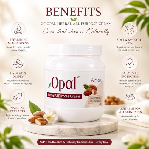 Image of OPAL Almond Herbal All Purpose Cream for Deep Nourishing & Refreshing Moisturizing Cream - Hydrating & Revitalizing Skin Care Cream All Skin Types - 800gm